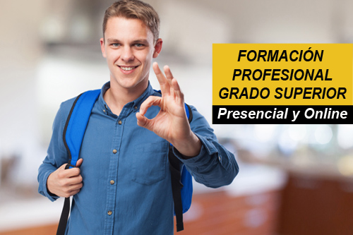 student man with back pack doing allright sign